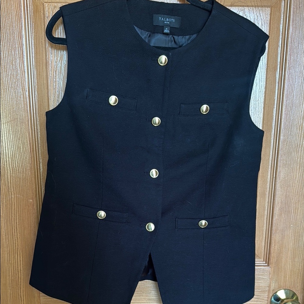 Talbots Sleeveless vest with Gold Buttons - Picture 3 of 5